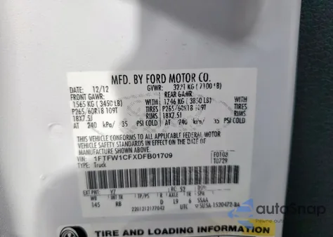 2013 Ford F150 Supercrew from USA, damaged, VIN 1FTFW1CFXDFB01709